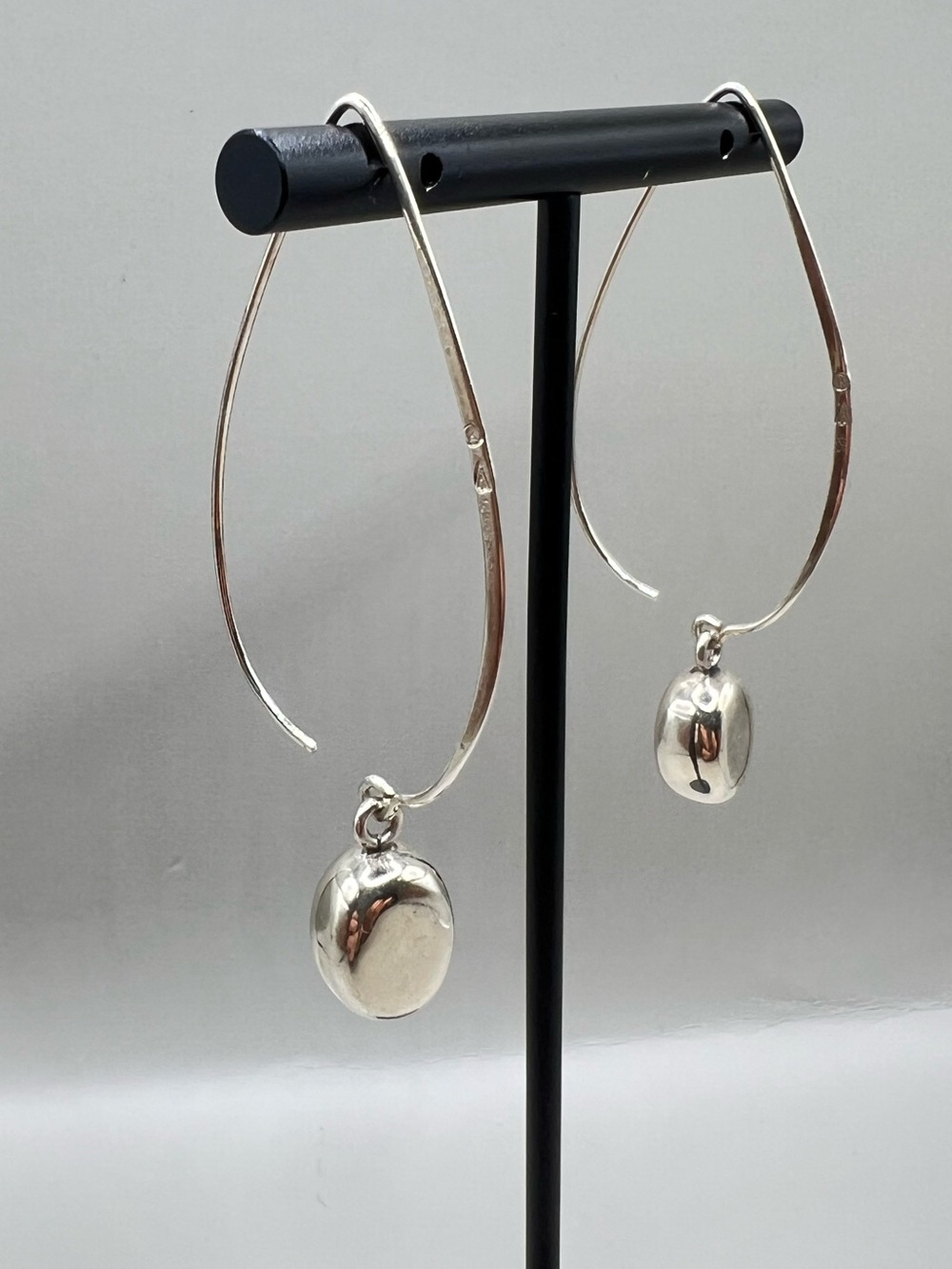 Silpada Silver Hoop Drop Earrings with Rounded Charms - Picture 3 of 7